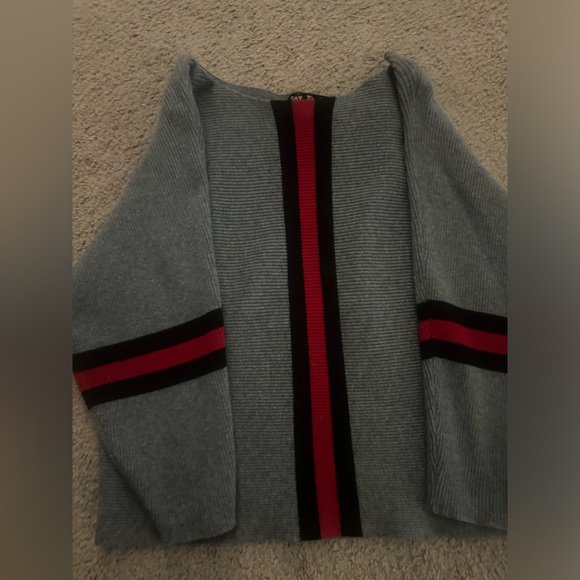 Gray Knit Top with Red & Black Stripe Detail - Picture 6 of 6
